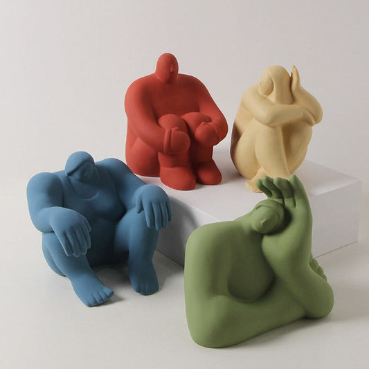 Ceramic Abstract Figurines with Large Hand
