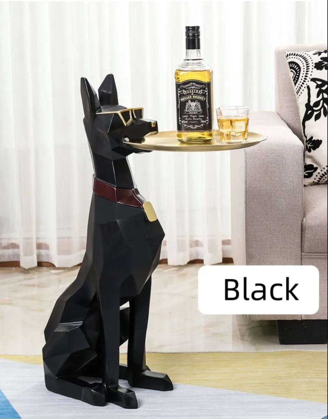Seated Doberman Side Table Statue 102 cm