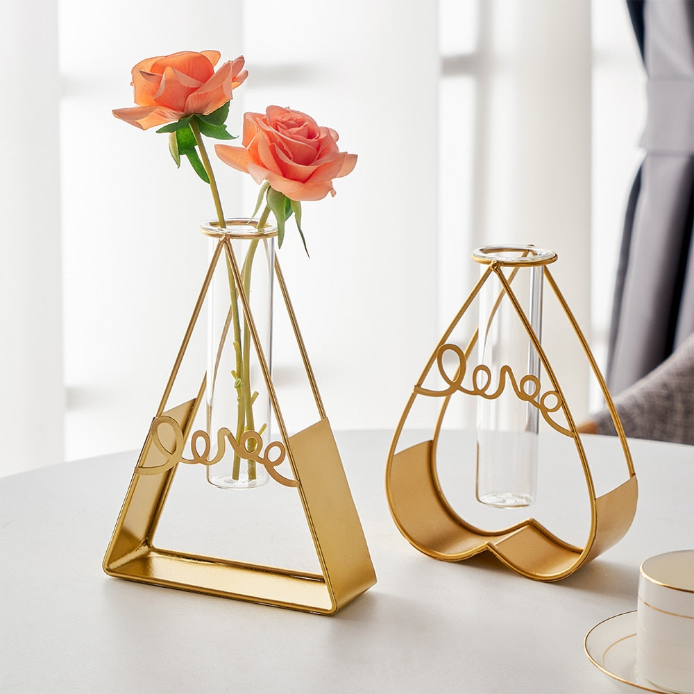 Golden Hydroponic Plant Vase