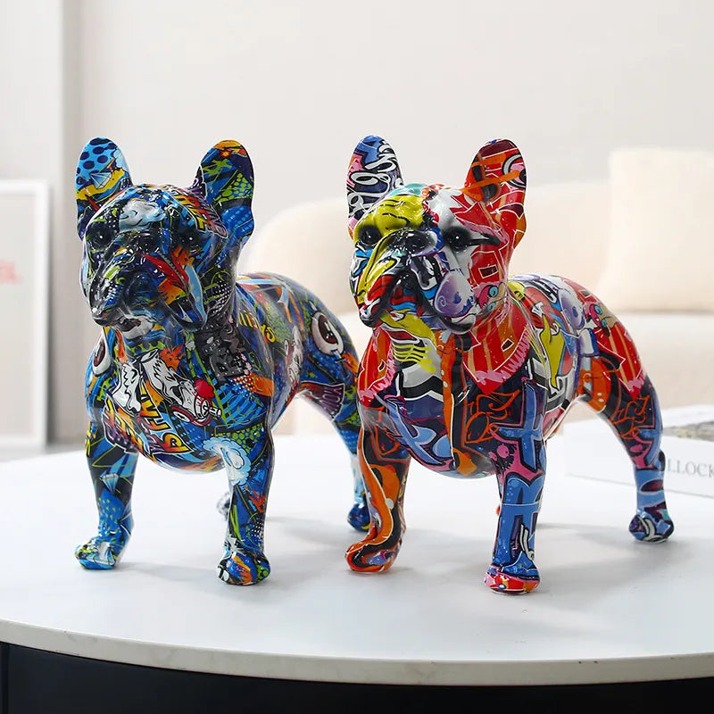 American Bully Graffiti Painted Statue
