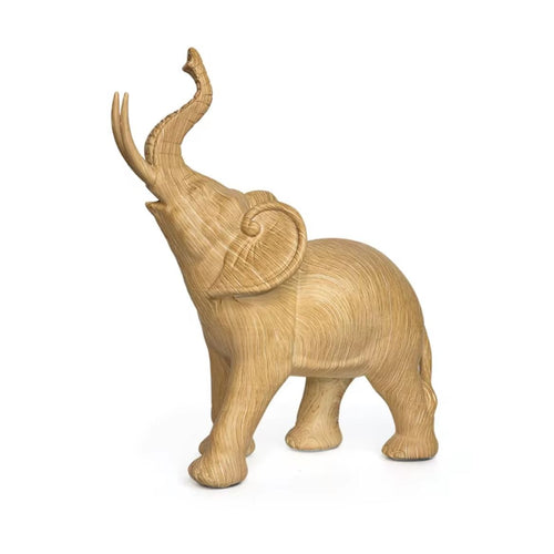 Elephant Statue in Resin, Light Oak Wood-Effect, 26 cm