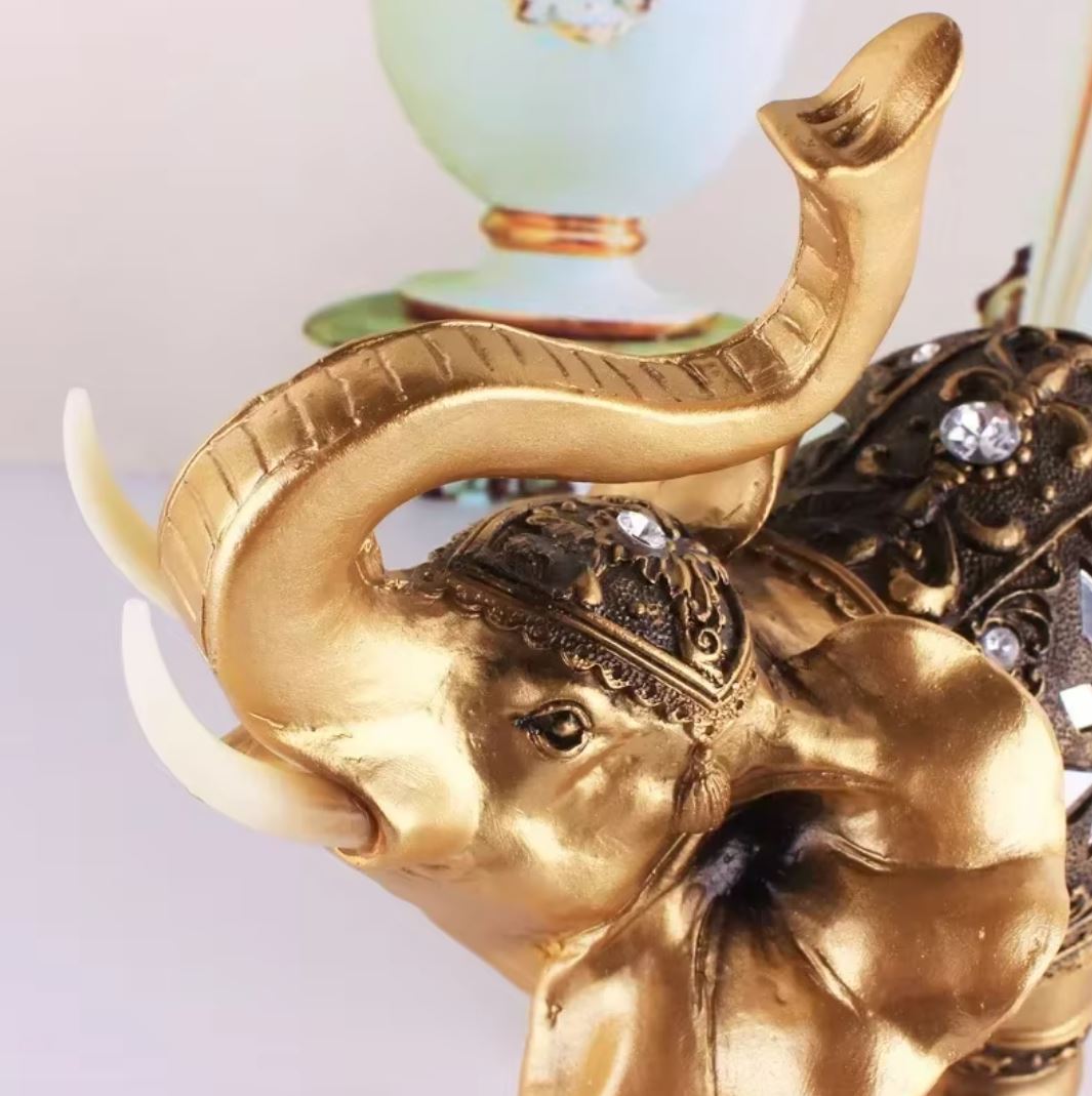 Gold Resin Elephant Statue 15 cm