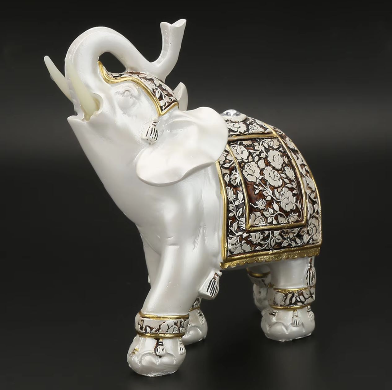 White Porcelain Elephant Statue 14 cm