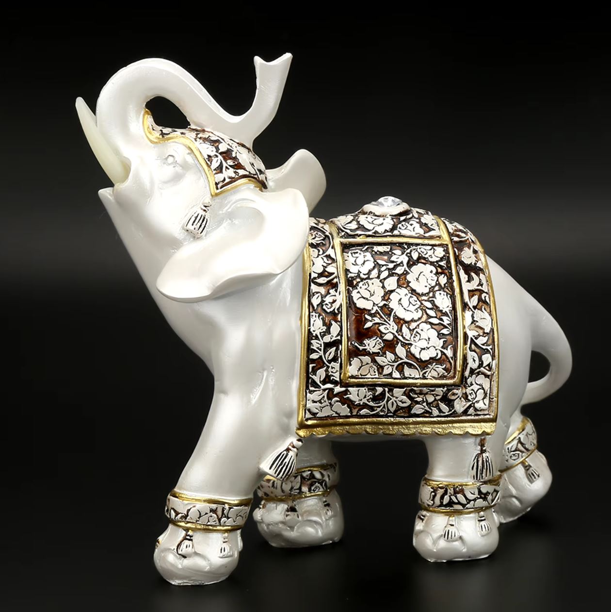 White Porcelain Elephant Statue 14 cm