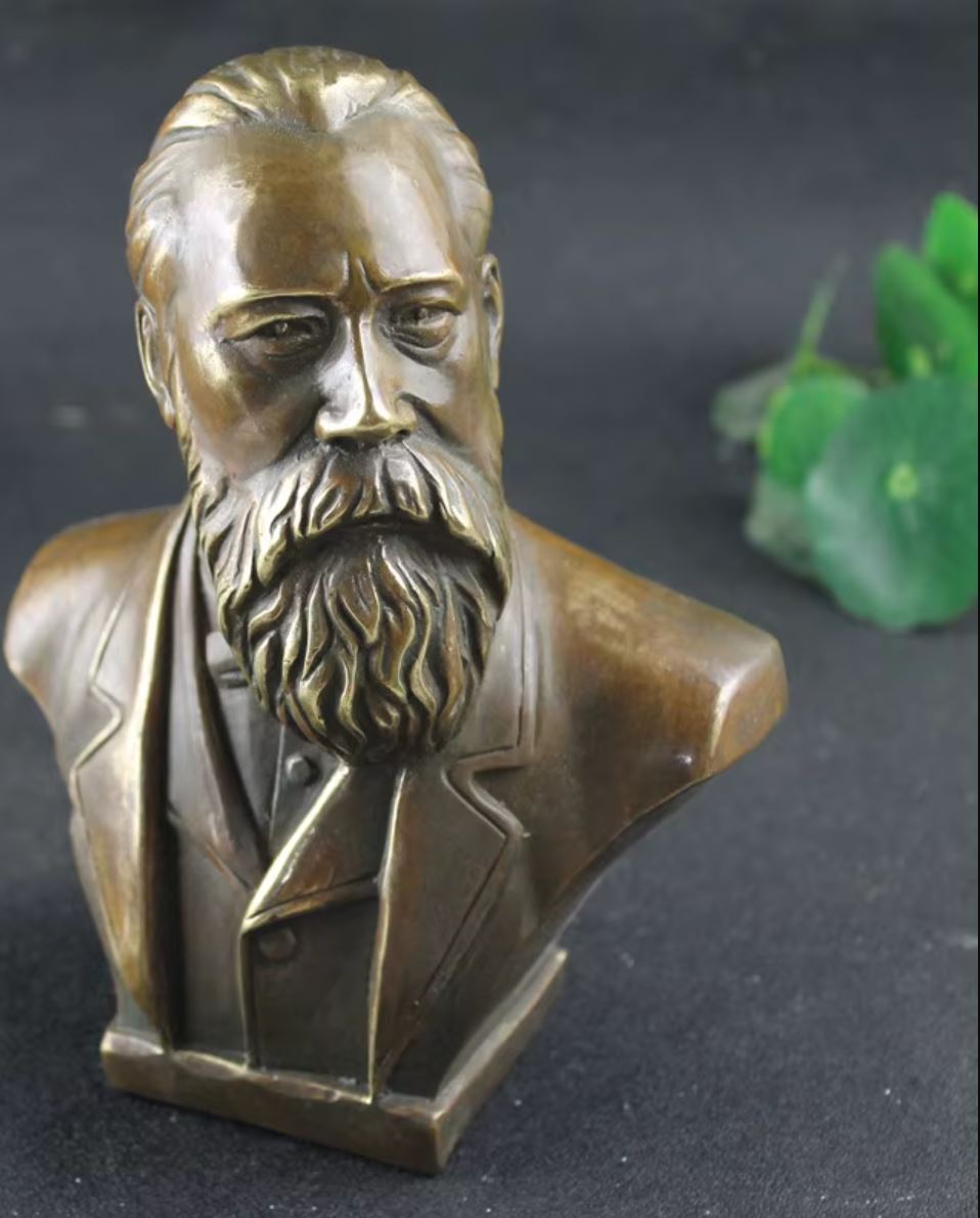 Friedrich Engels Brass Bust Statue 16 cm