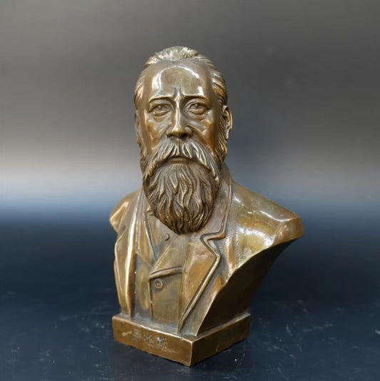 Friedrich Engels Bronze Bust Statue 17 cm