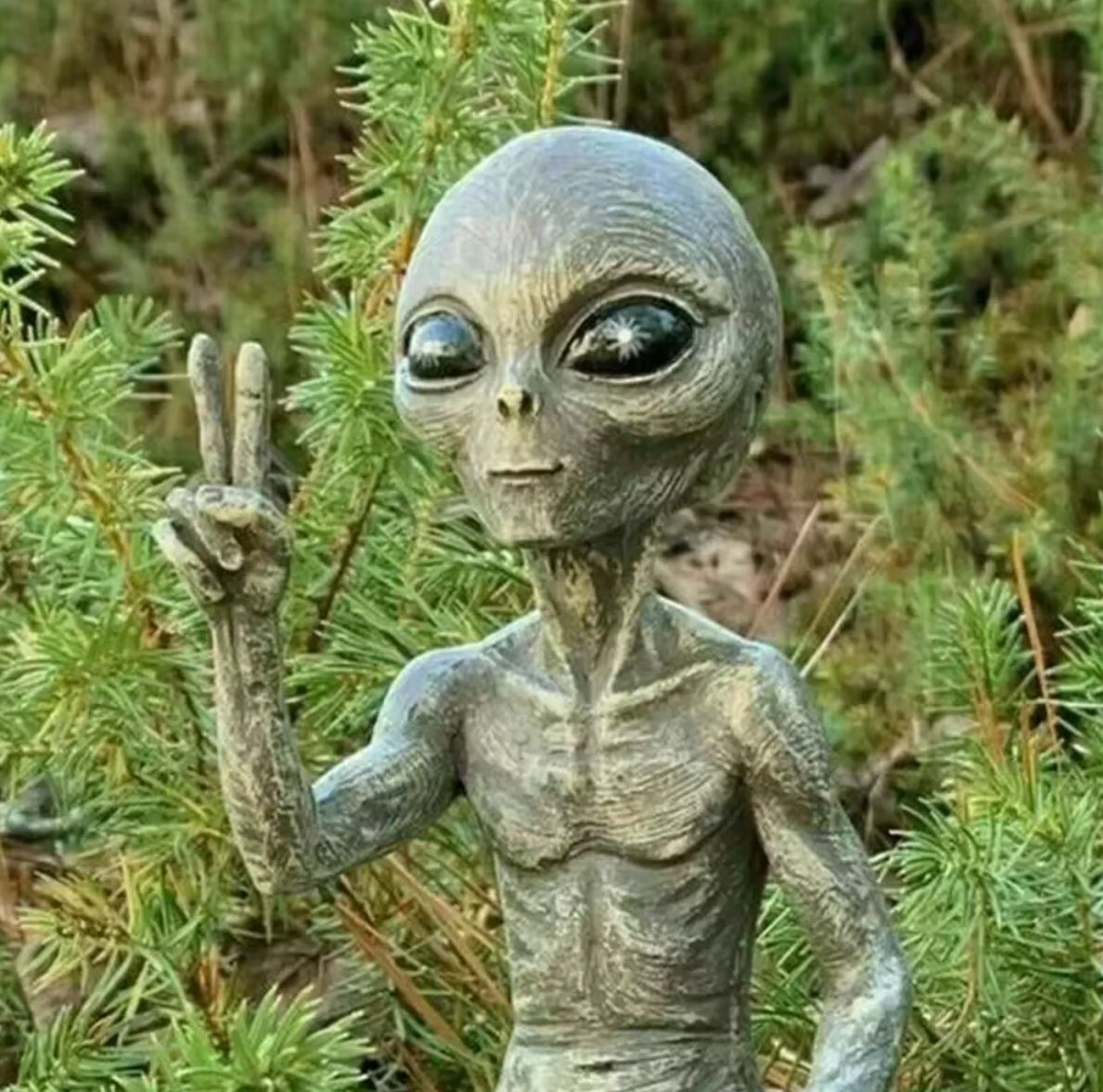 Indoor/Outdoor Alien Statue (Set of 2) 15 cm