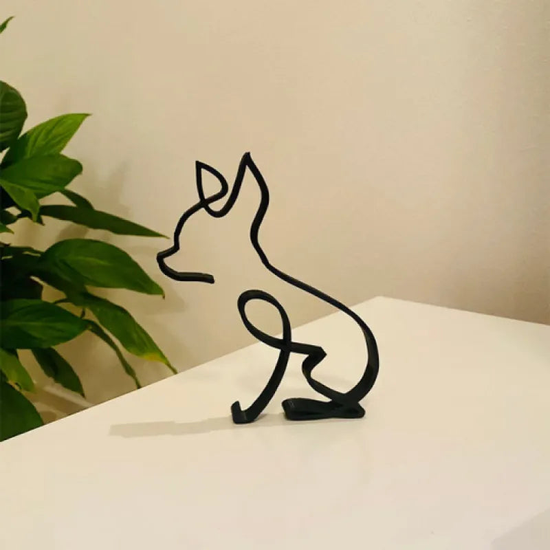 Iron Dog and Cat Sculptures