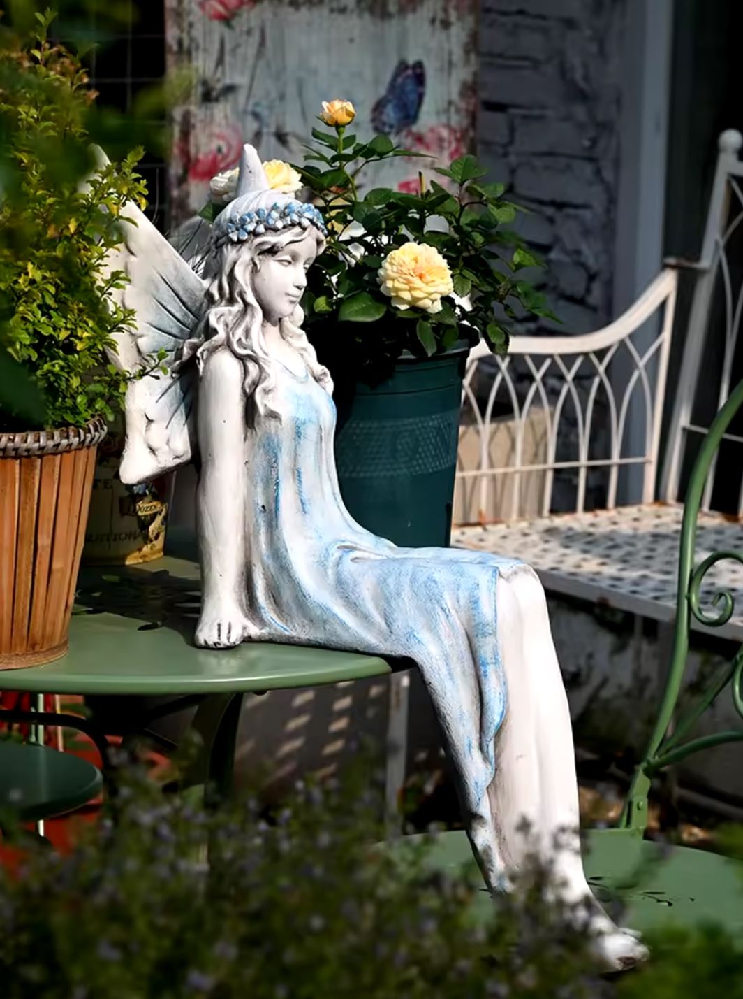 Seated Fairy Statue for Outdoors 62 cm