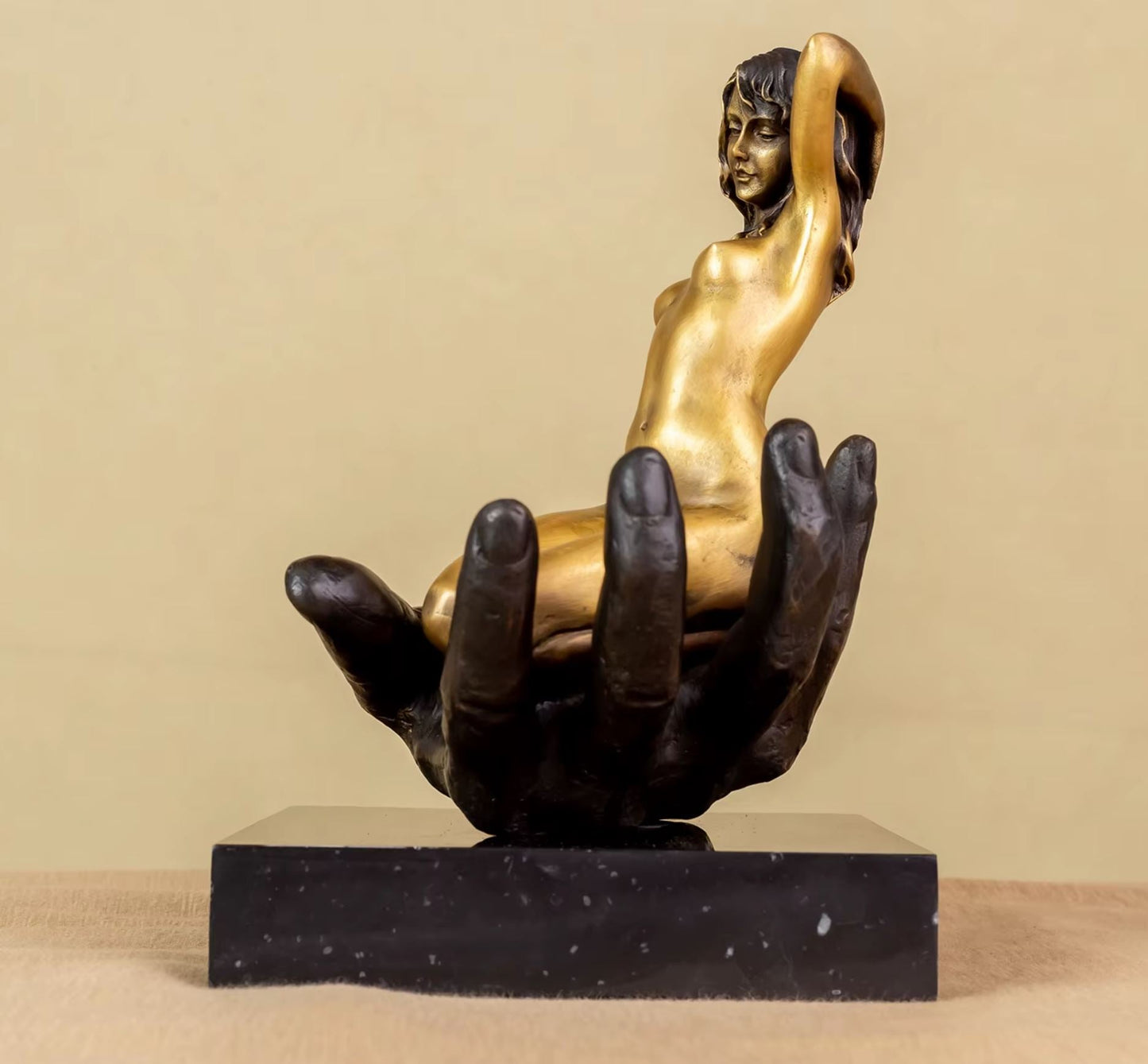 Nude Woman Statue in Bronze on Marble Base 22 cm