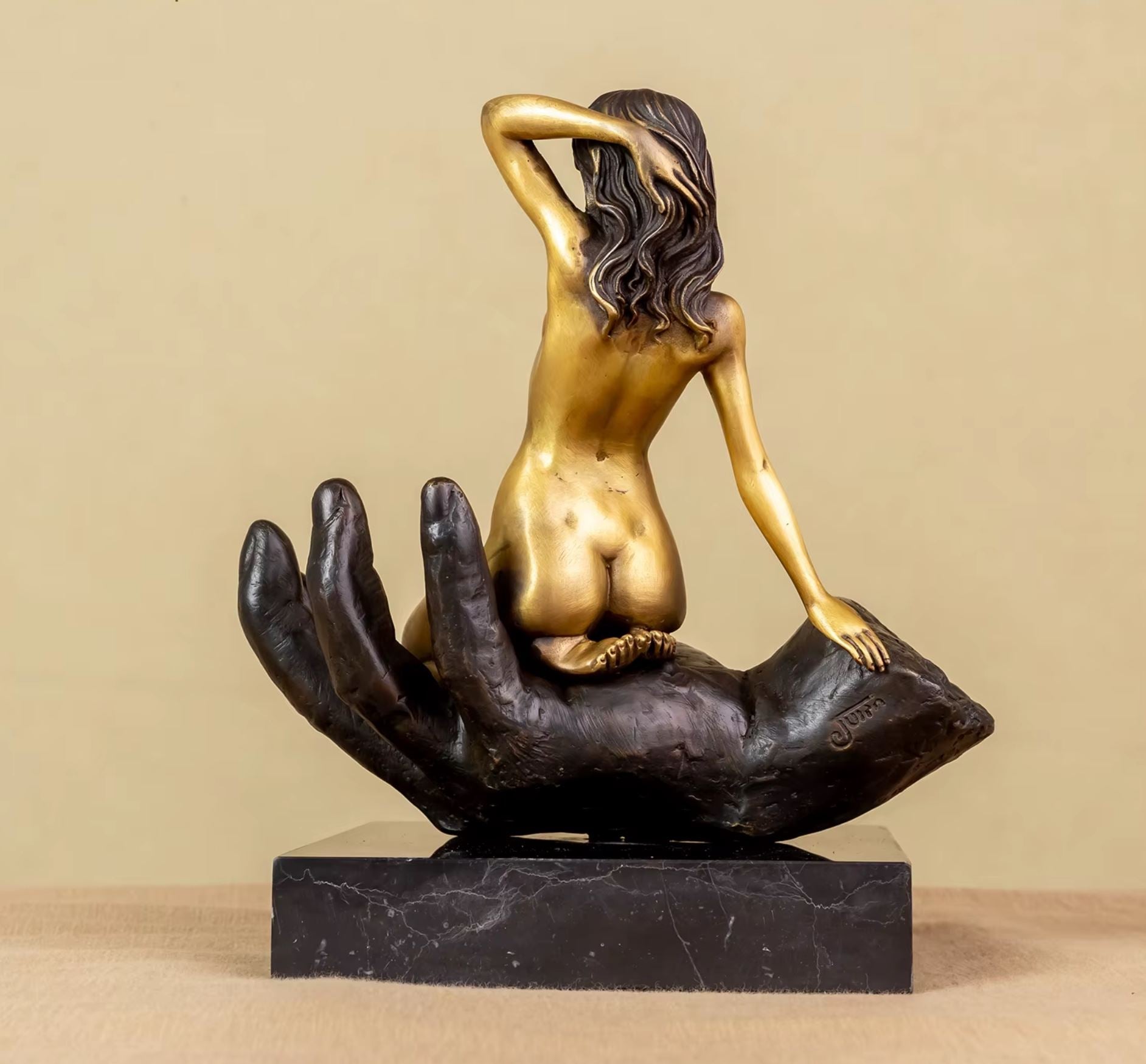 Nude Woman Statue in Bronze on Marble Base 22 cm