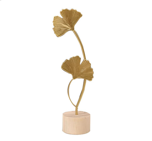 Scandinavian Leaves Statue in Gold Metal 20 cm