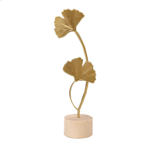 Scandinavian Leaves Statue in Gold Metal 20 cm