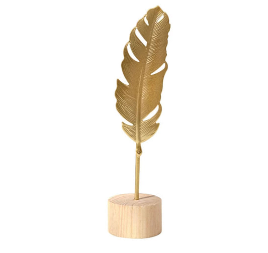Feather Statue in Gold Metal - Scandinavian Style 20 cm