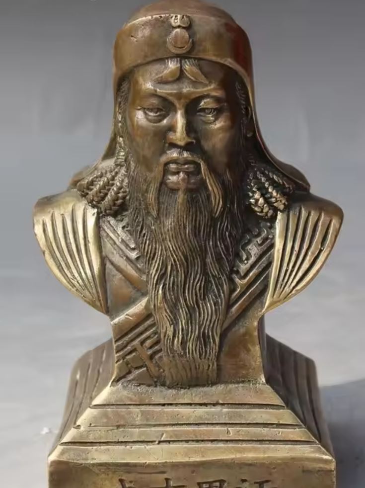 Genghis Khan Brass Bust Statue 13 cm