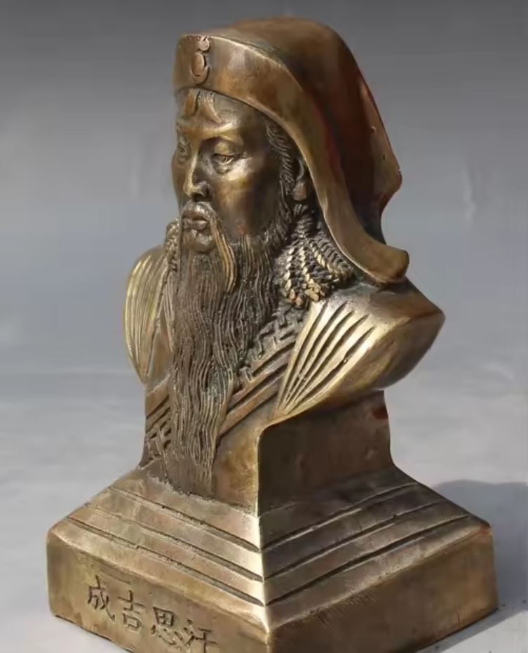 Genghis Khan Brass Bust Statue 13 cm