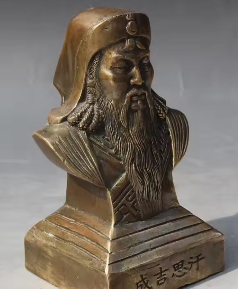Genghis Khan Brass Bust Statue 13 cm