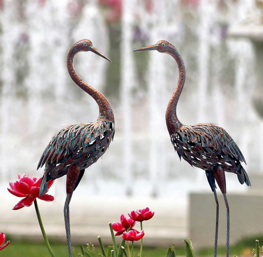 Metal Heron Statues for Outdoor/Garden (Set of 2) - 120 cm