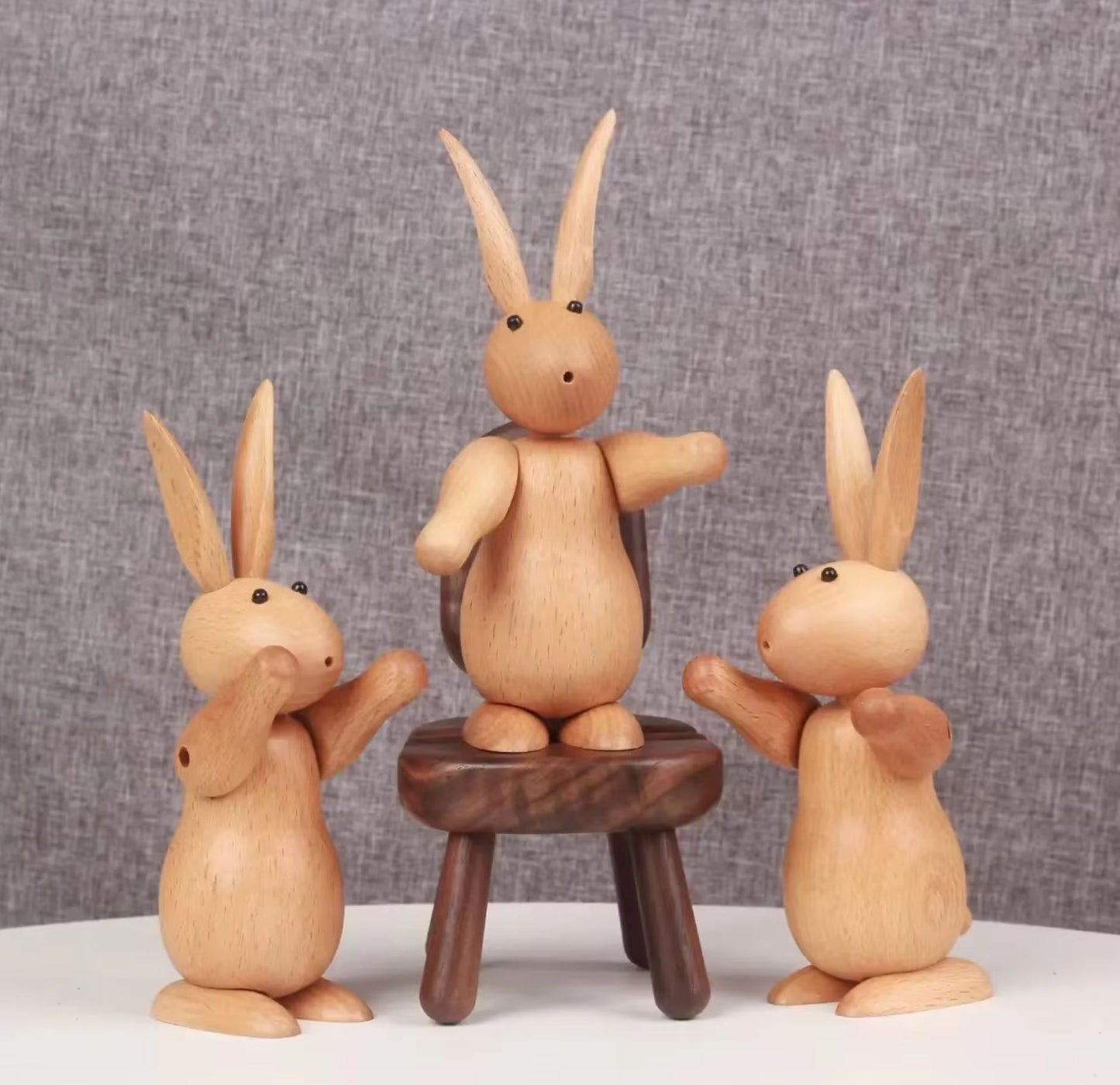 Nordic-Style Wooden Rabbits Statue 15 cm