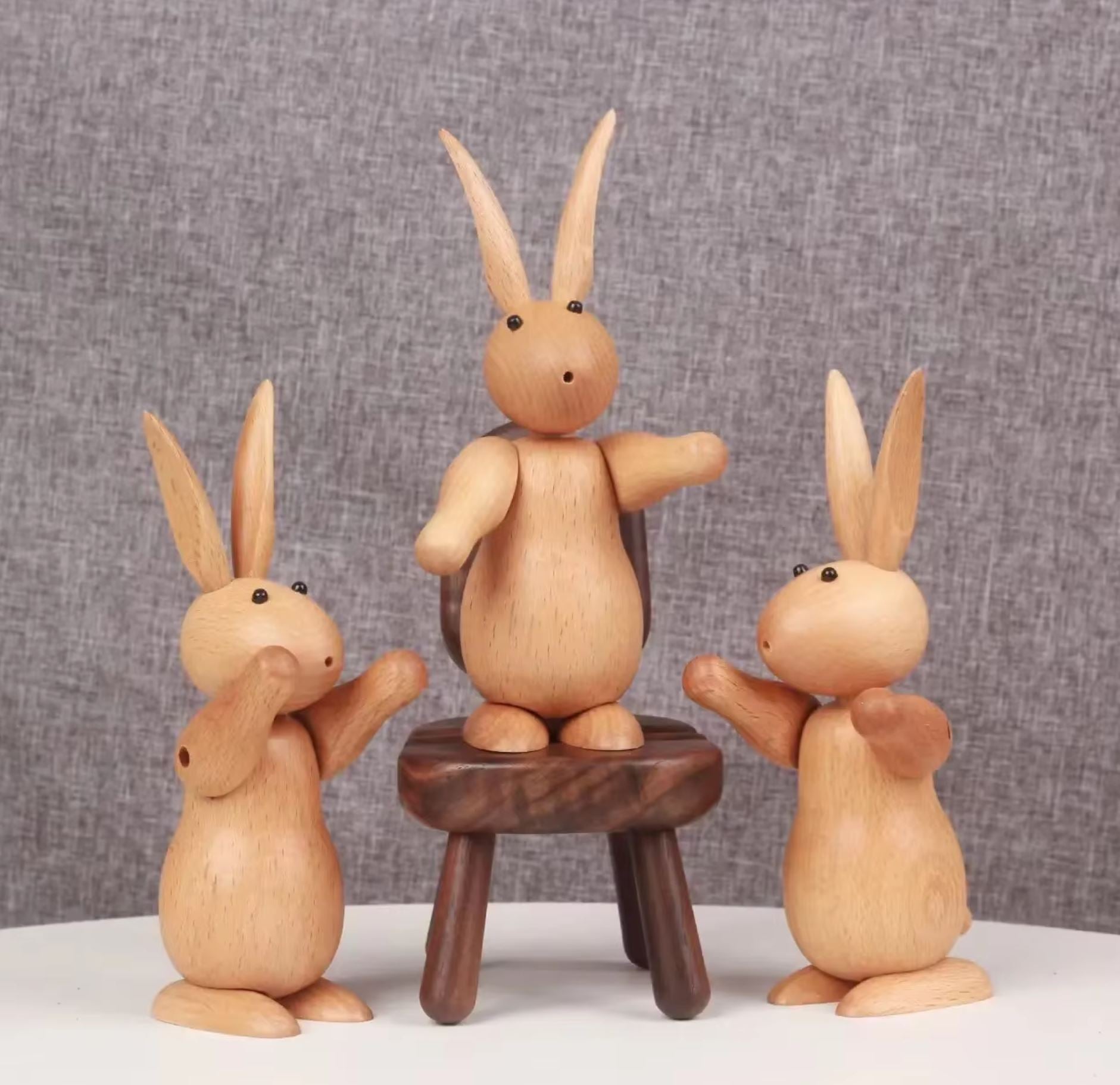 Nordic-Style Wooden Rabbits Statue 15 cm