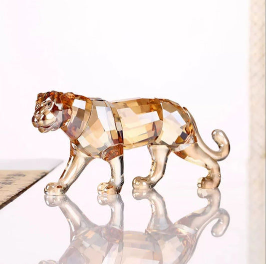 Leopard Statuette, Champagne Crystal, 6 cm