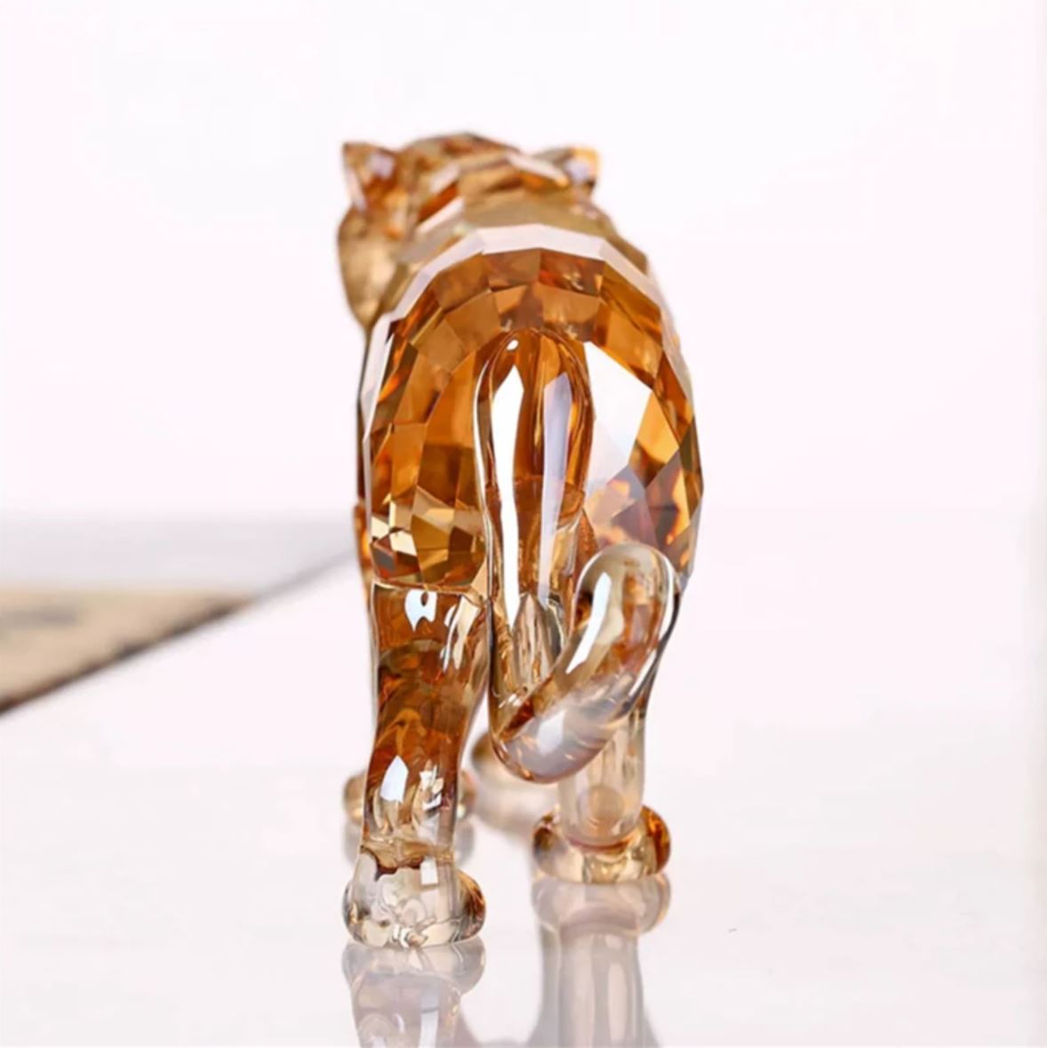 Leopard Statuette, Champagne Crystal, 6 cm