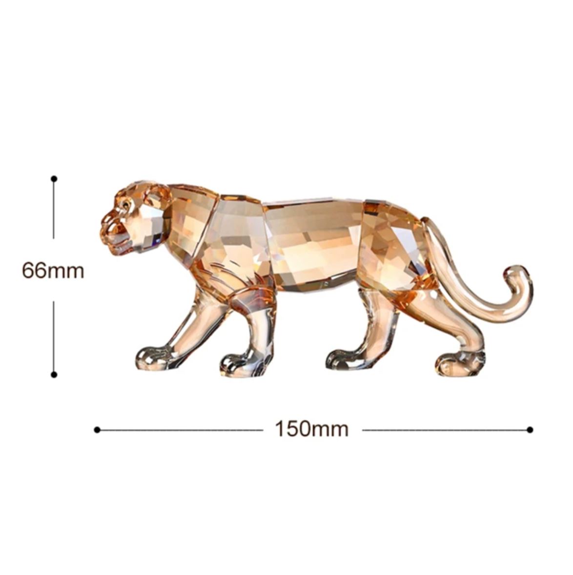 Leopard Statuette, Champagne Crystal, 6 cm