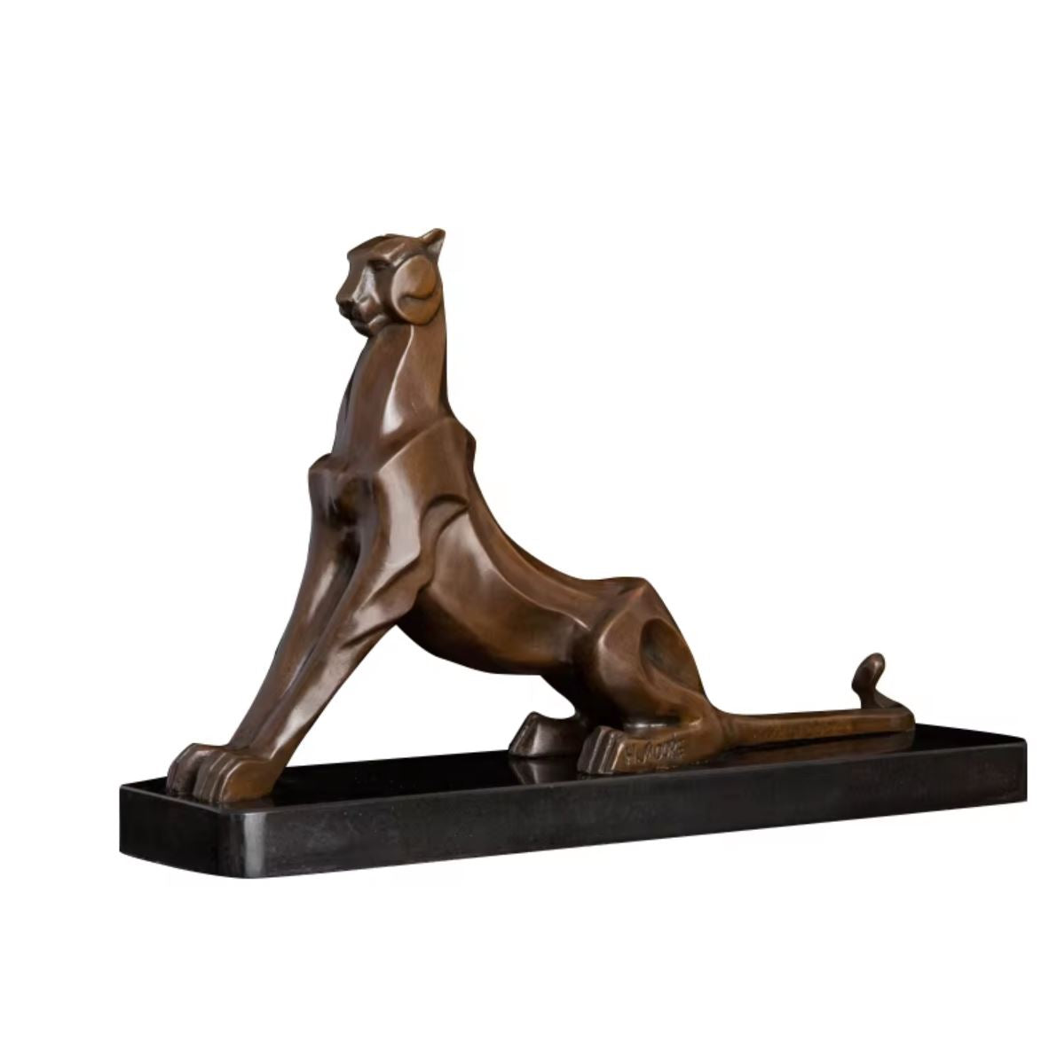 Seated Leopard Statue in Bronze 24 cm