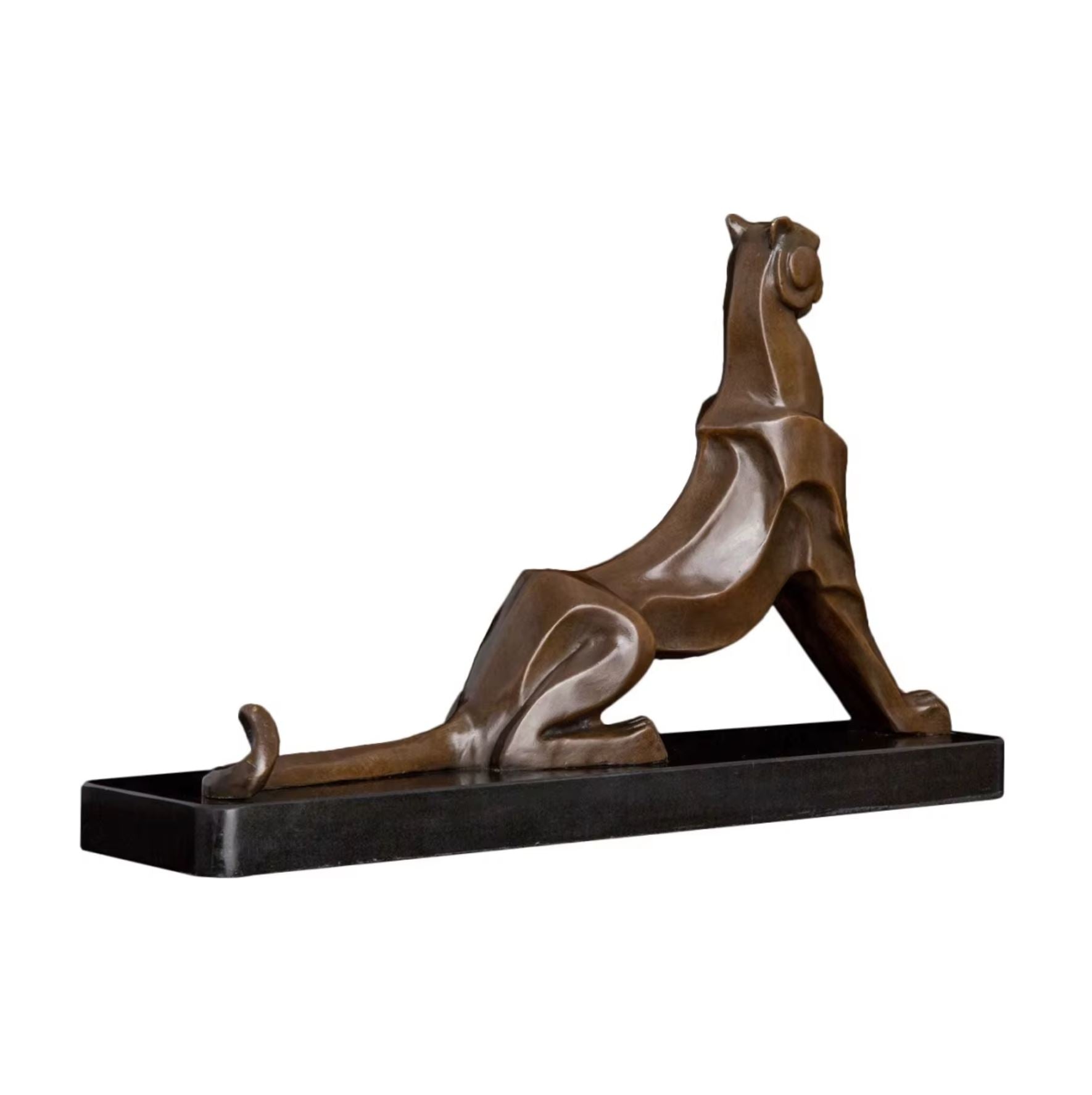 Seated Leopard Statue in Bronze 24 cm