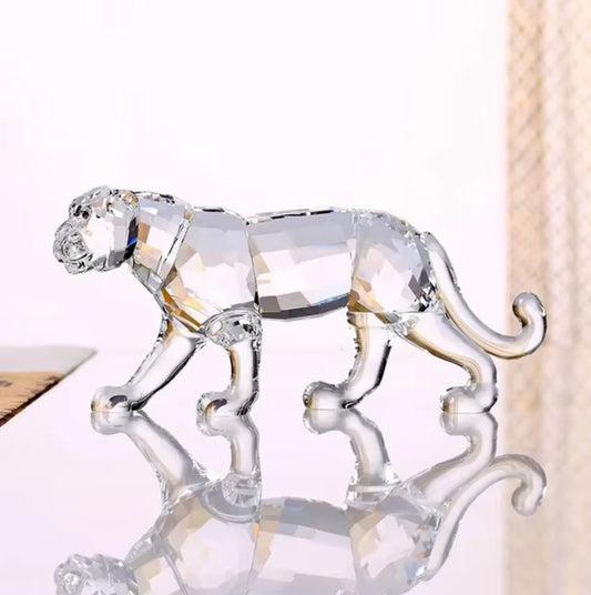Leopard Statuette, Clear Crystal, 6 cm