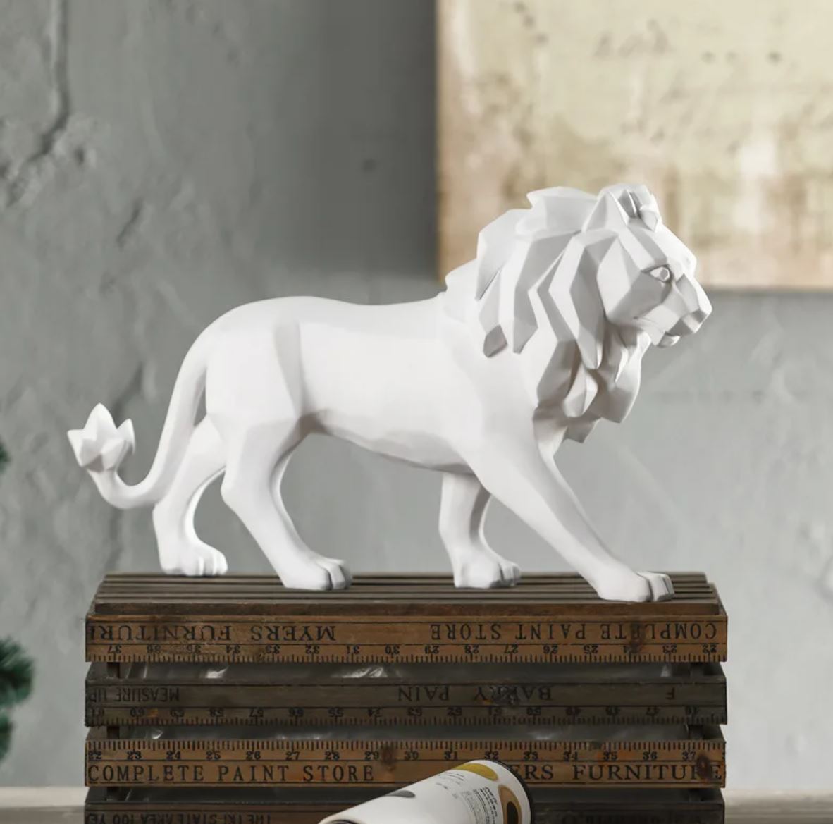 White Origami Standing Lion Statue 27 cm