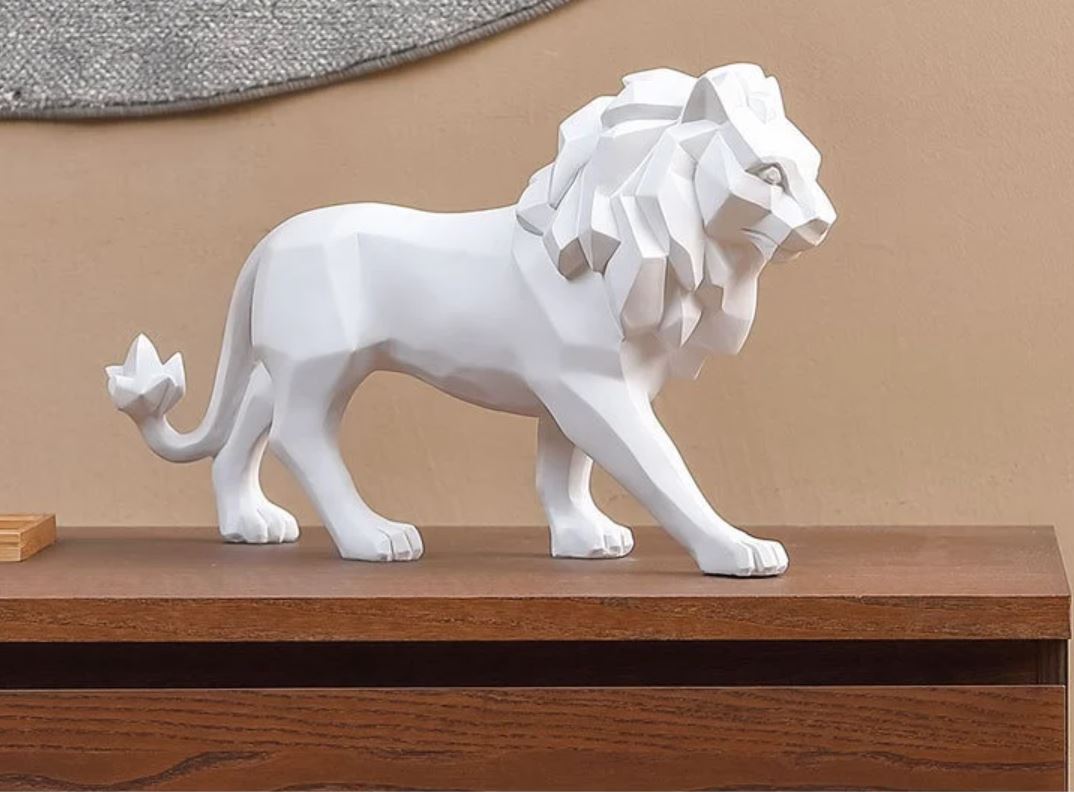 White Origami Standing Lion Statue 27 cm