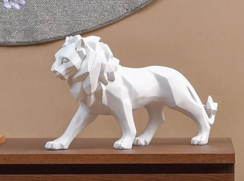 White Origami Standing Lion Statue 27 cm