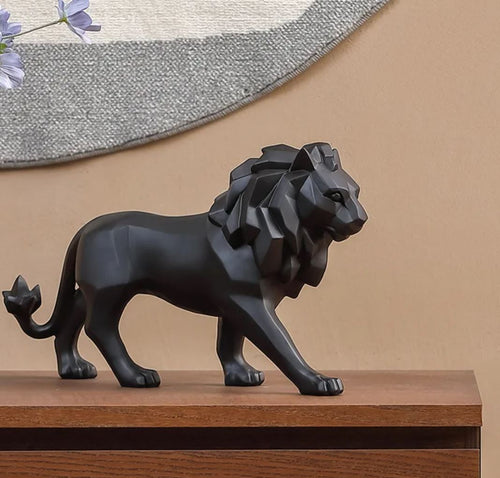 Black Origami Standing Lion Statue 27 cm