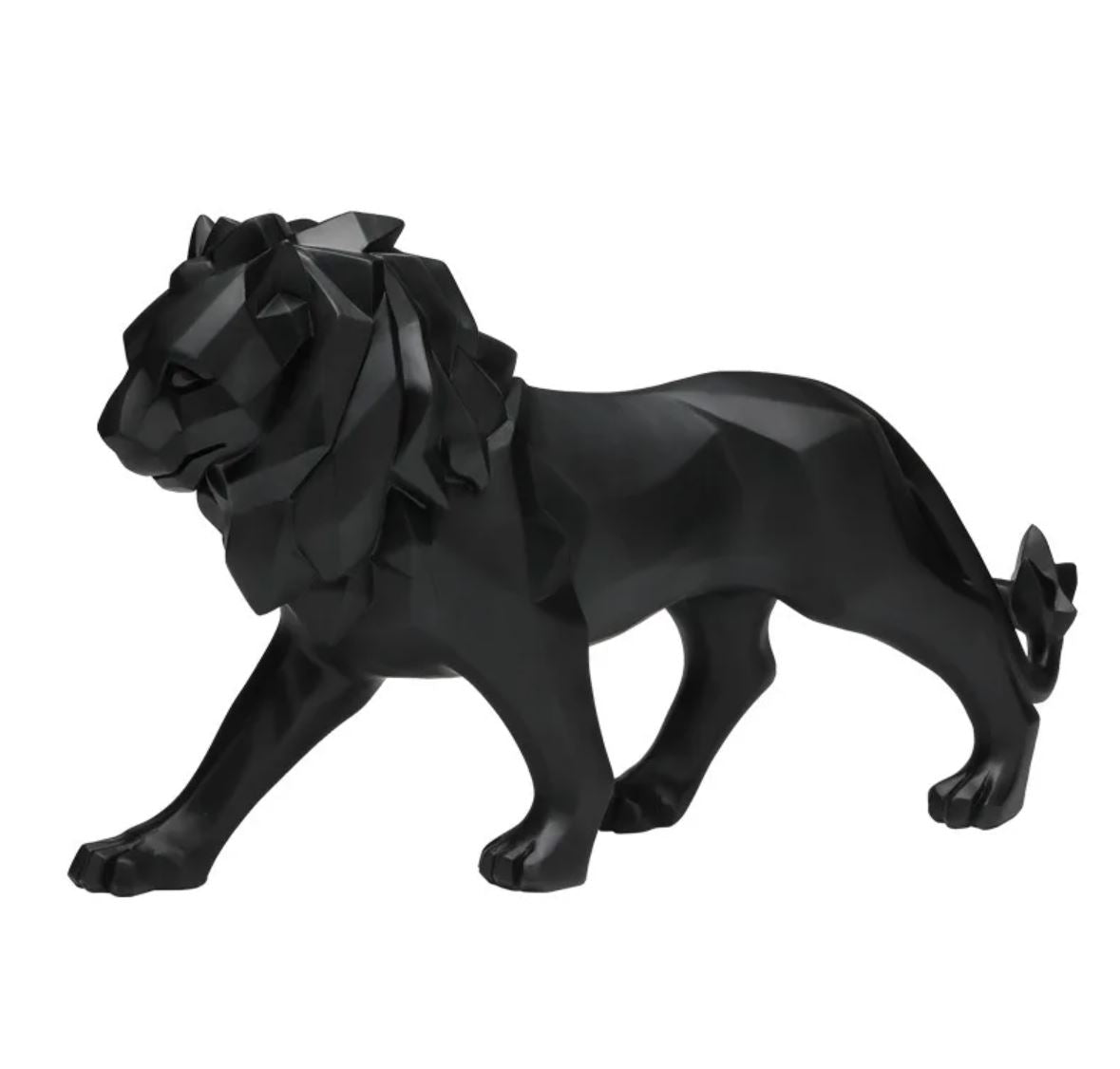 Black Origami Standing Lion Statue 27 cm