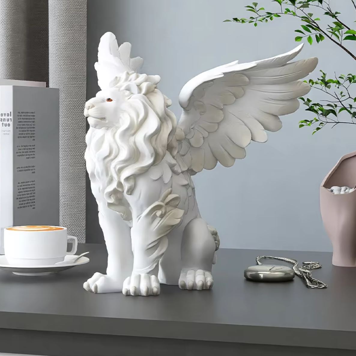 White Winged Lion Statue 27 cm