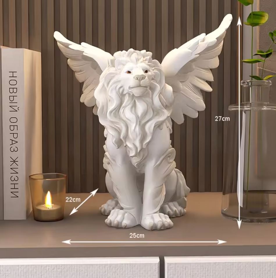White Winged Lion Statue 27 cm