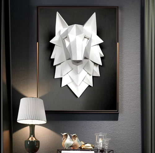 White Wolf Head Wall Statue 35 cm