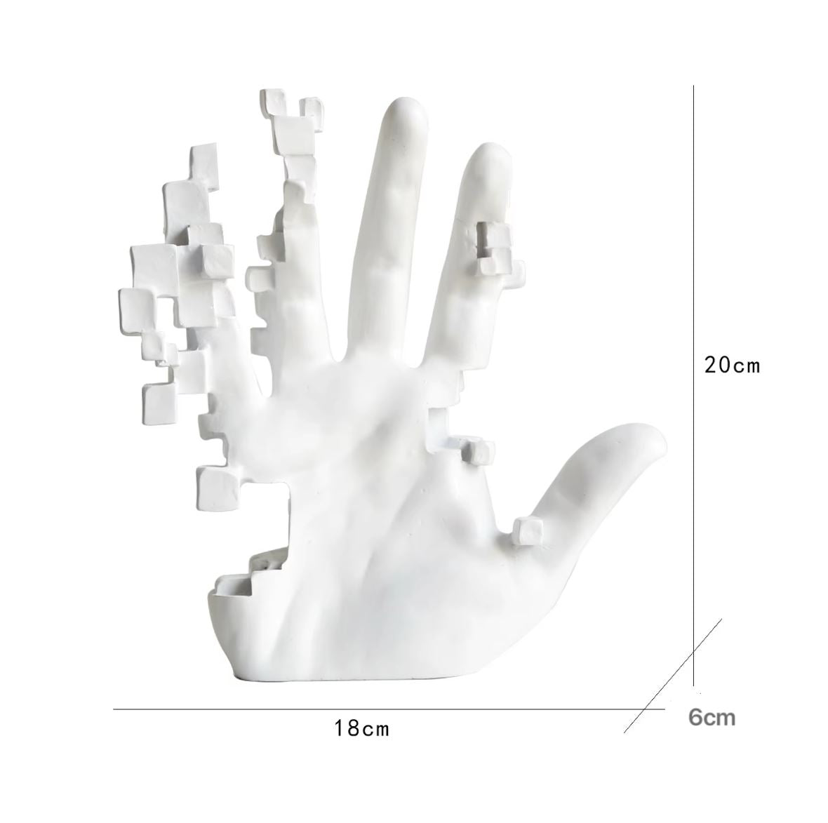 Modern Design Hand Statue, White Mosaic, 20 cm