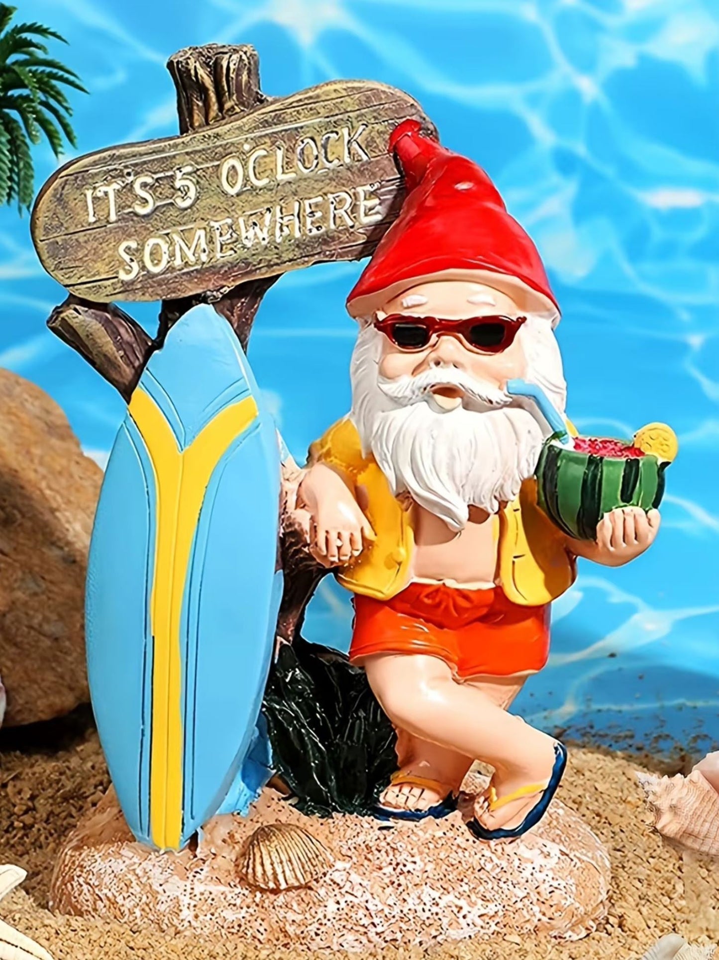 Surfer Garden Gnome Statue 14 cm