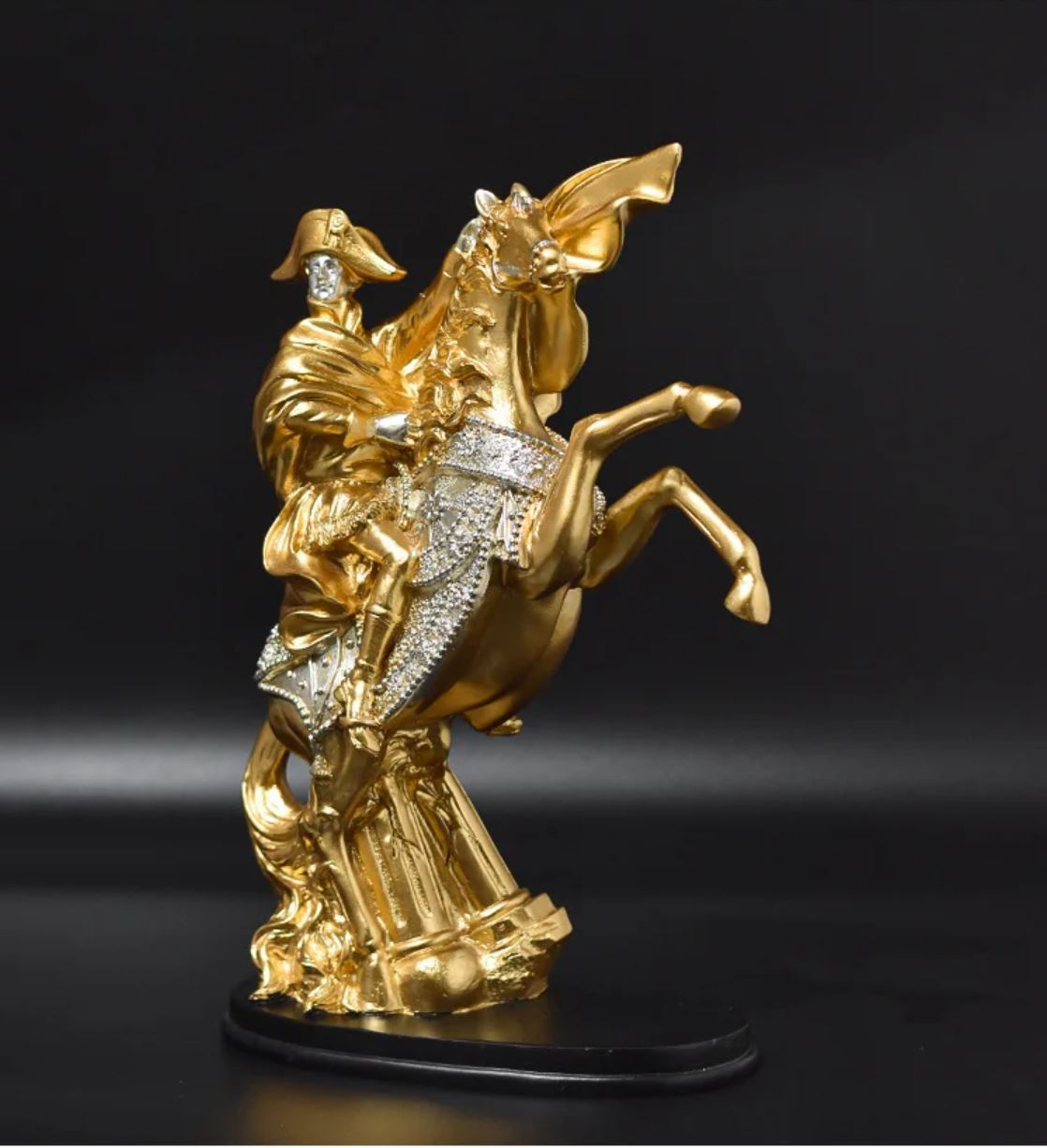Napoleon on Horseback Statue, Gold, 28 cm