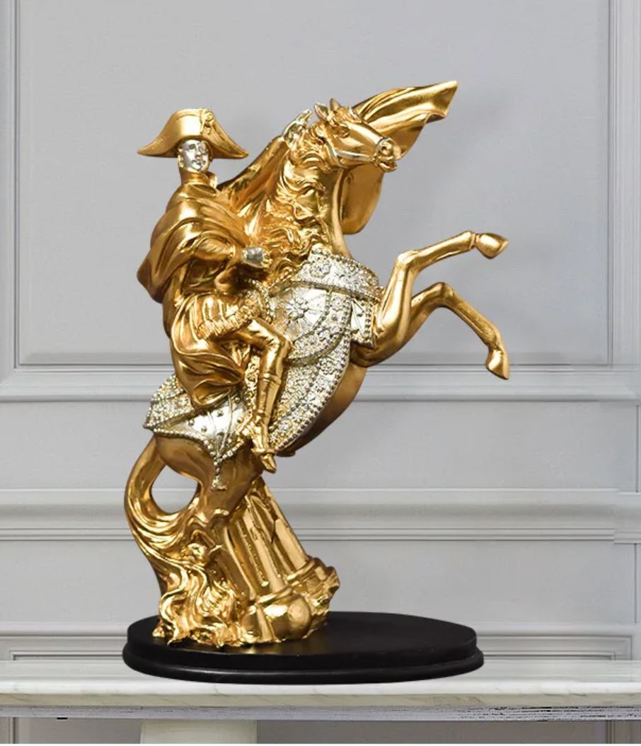 Napoleon on Horseback Statue, Gold, 28 cm