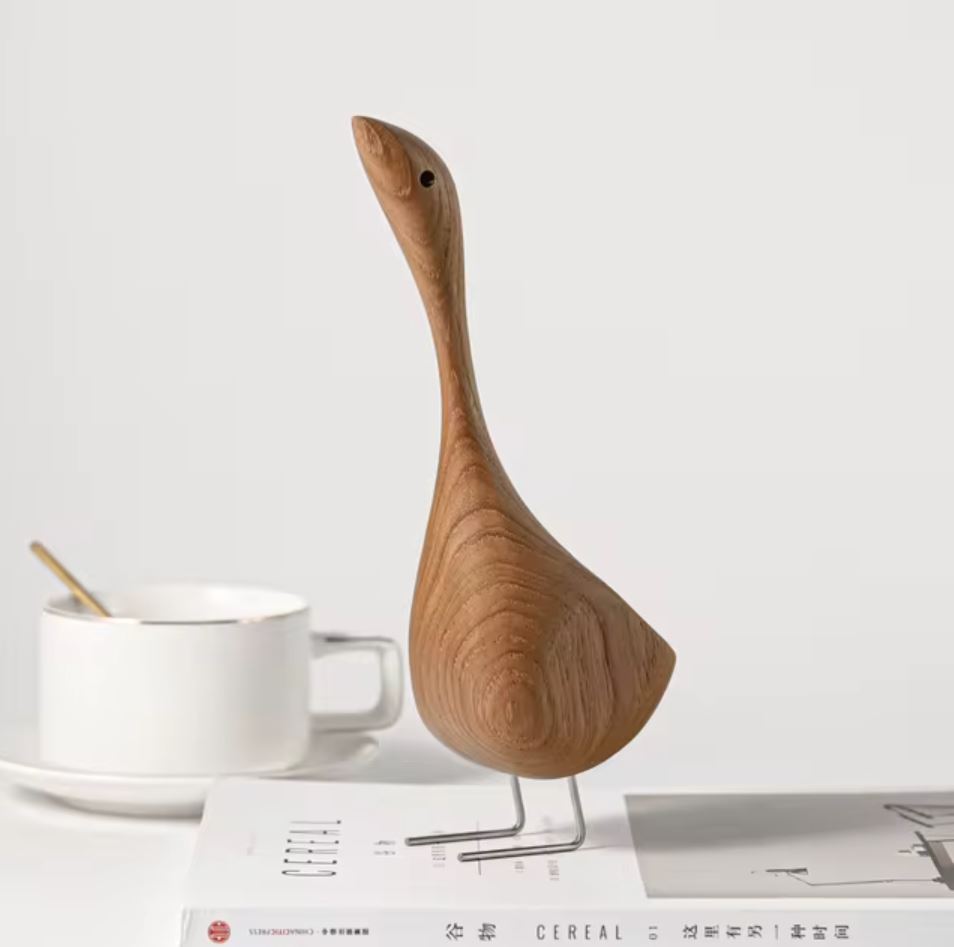 Goose Statue in Wood, Nordic Style, 20 cm