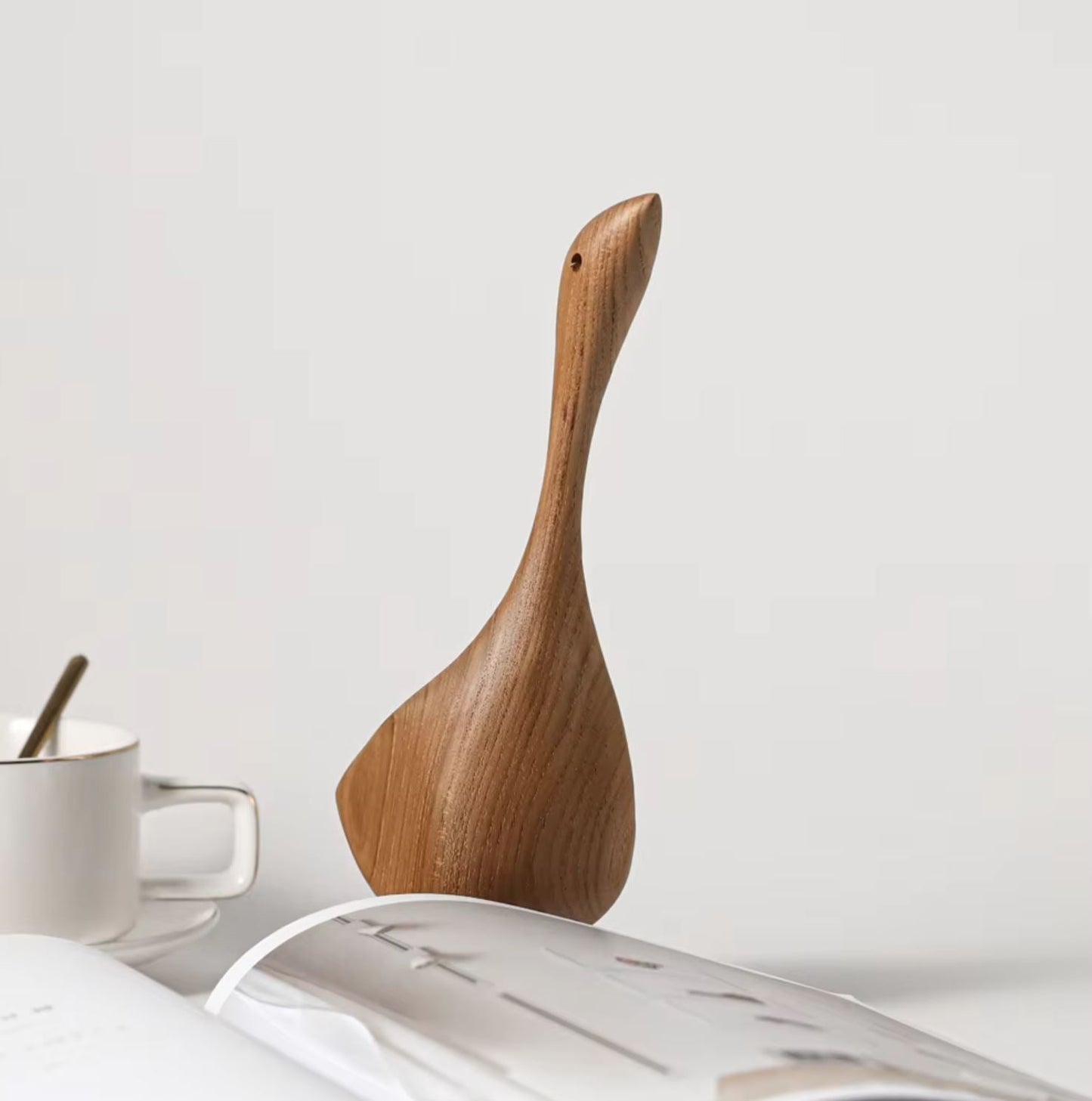 Goose Statue in Wood, Nordic Style, 20 cm