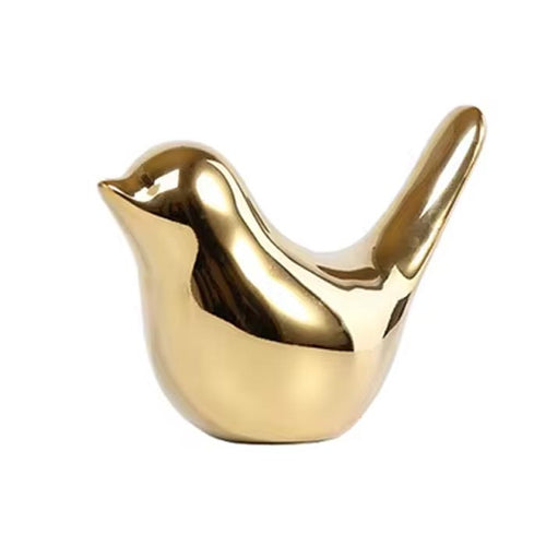 Gold Nordic-Style Bird Statue 8 cm