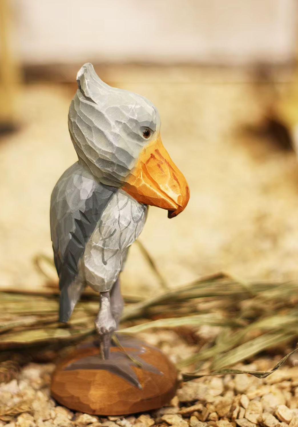 Wooden Whale-Headed Stork Bird Statue 16 cm