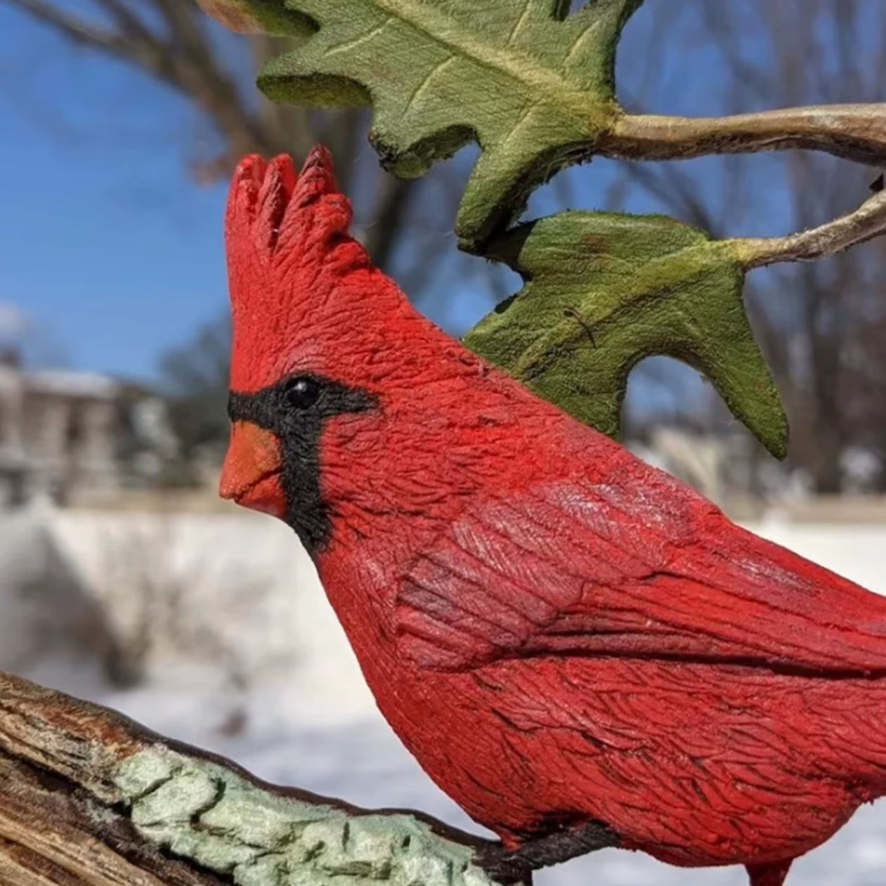 Resin Cardinal Bird Statue 20 cm