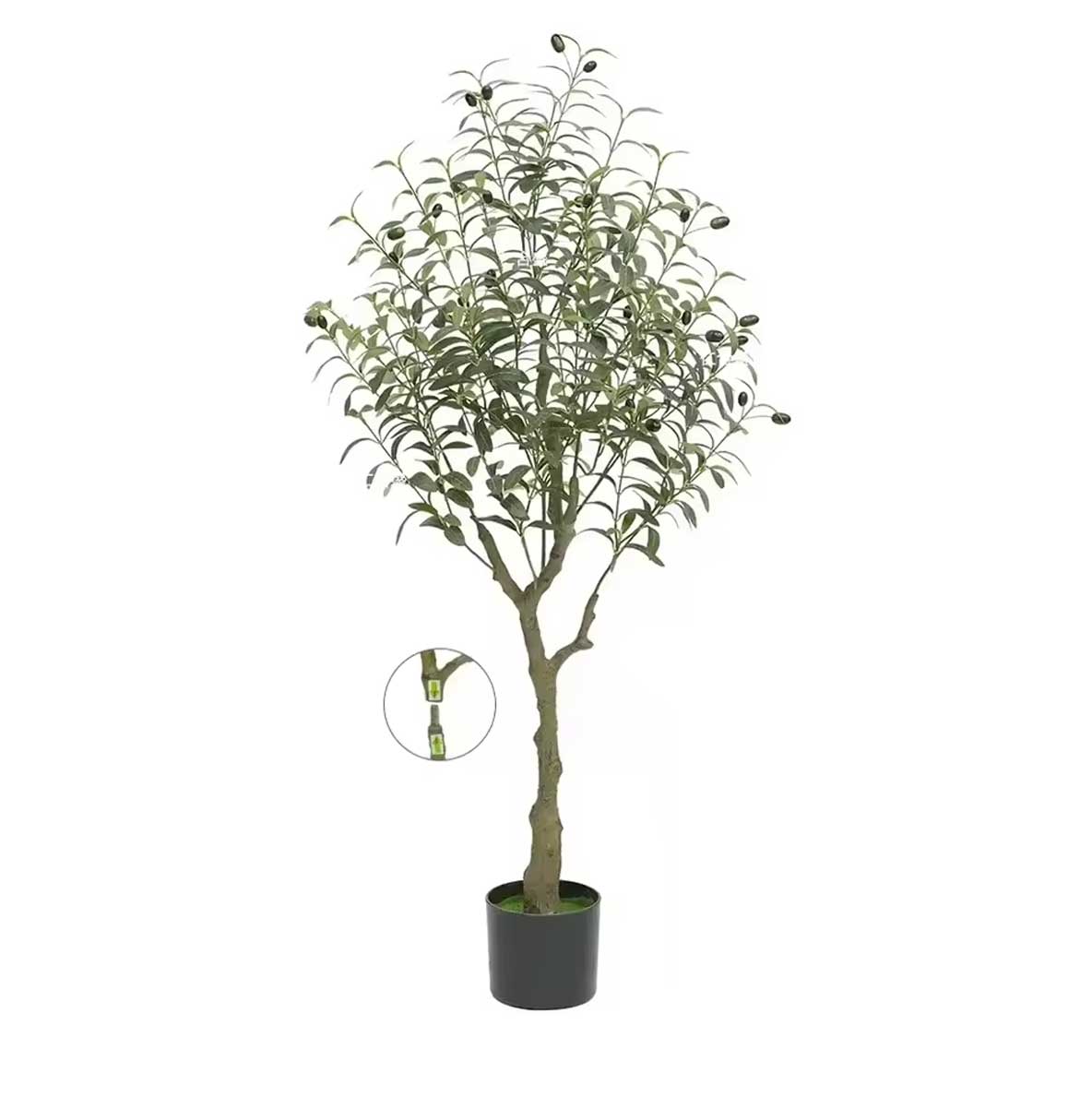 Realistic Artificial Olive Tree with Black Pot (Model B) 120 cm