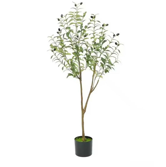 Realistic Artificial Olive Tree with Black Pot (Model D) 120 cm