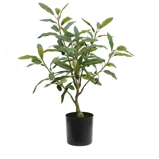 Realistic Artificial Olive Tree with Black Pot 50 cm